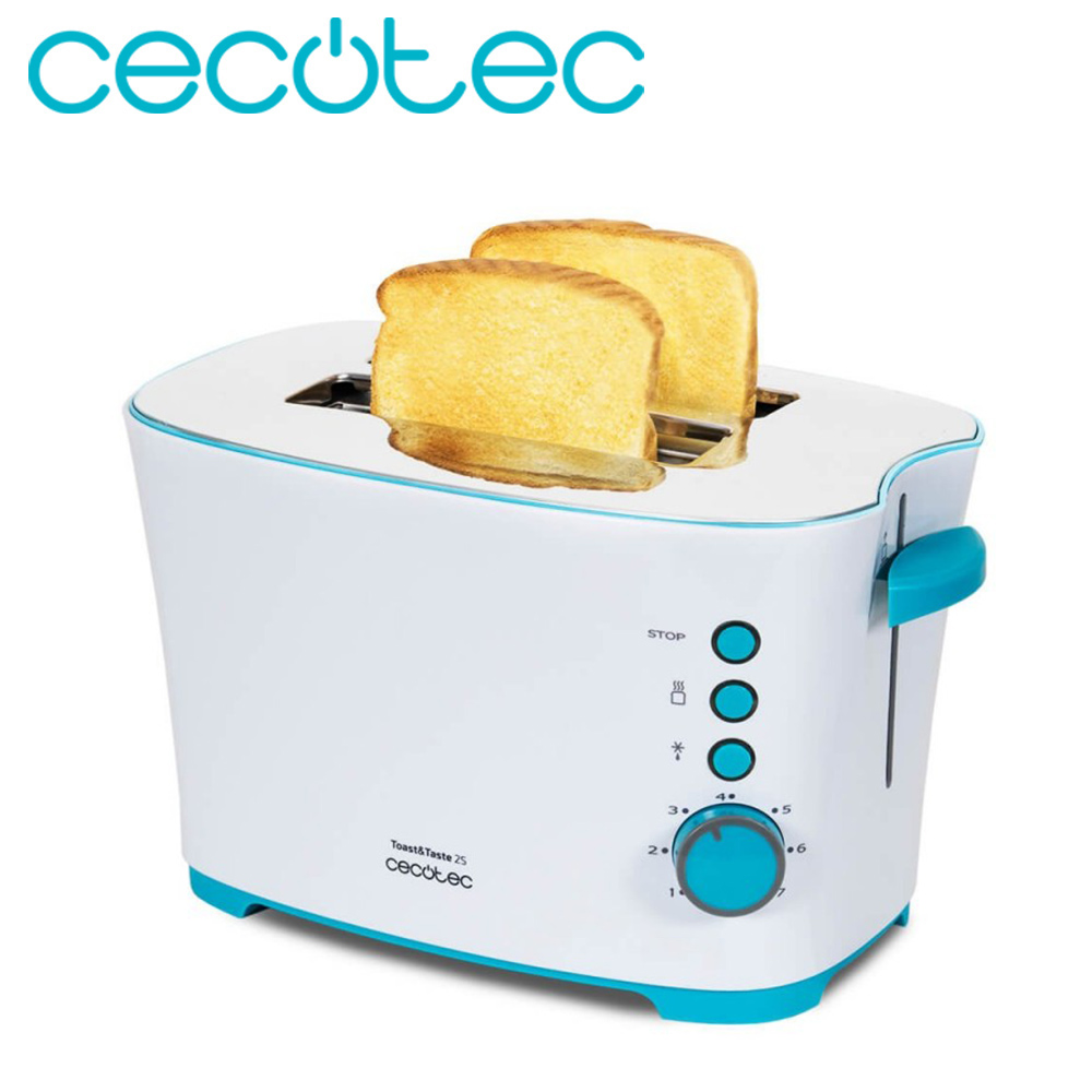 Cecotec Koffiebrander Toast &amp; Smaak 2 S met 2 Sneetjes Brood 800 W in 7 Niveaus Extra Raising Systeem Klemmen voor Beter Comfort