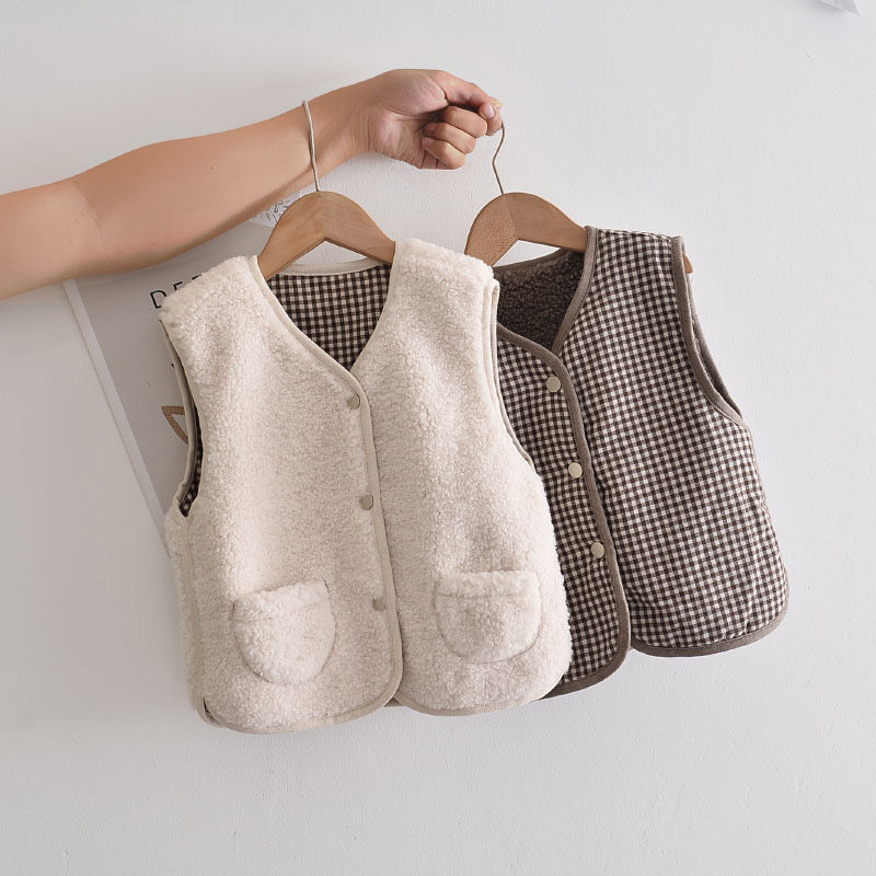 Chaleco superior para niños, primavera y otoño, Cachemira de cordero, chalecos para bebés y niñas, ropa para niños P5824