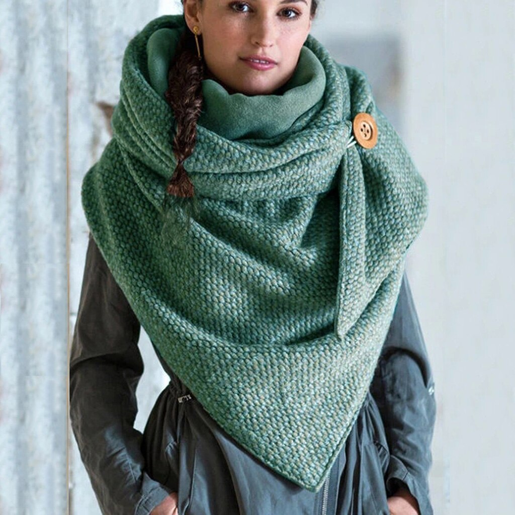 Casual Thick Warm Shawl Scarf Solid Color Triangle Wraps: W53-GR