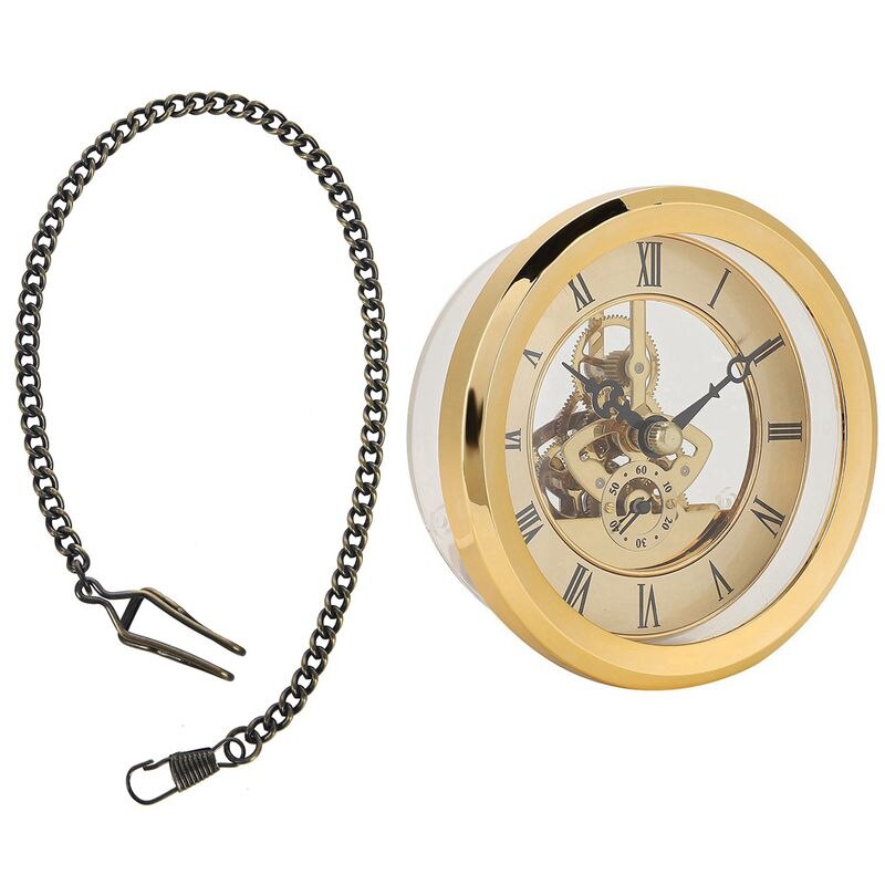 Antik vintage lommeur kæde bronze & legetøj prop diy metal 10m indbygget ur indsæt transparent ur diy