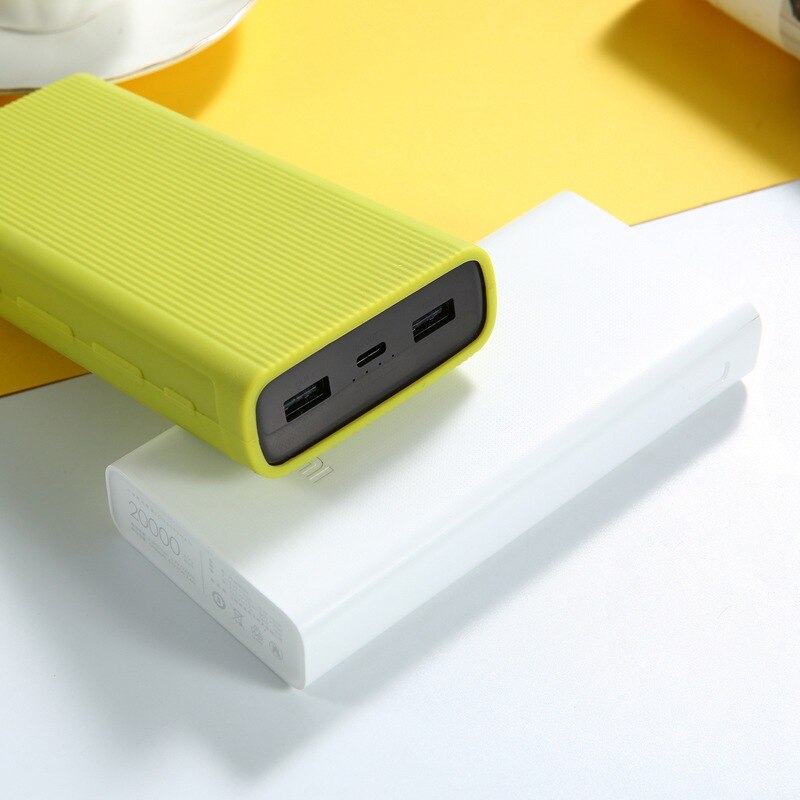 Silikonowy Powerbank muszla Obudowa ochraniacz skrzynki pokrywa dla Xiaomi moc Bank 3 20000 MAh podwójny Port USB skórzane etui rękaw