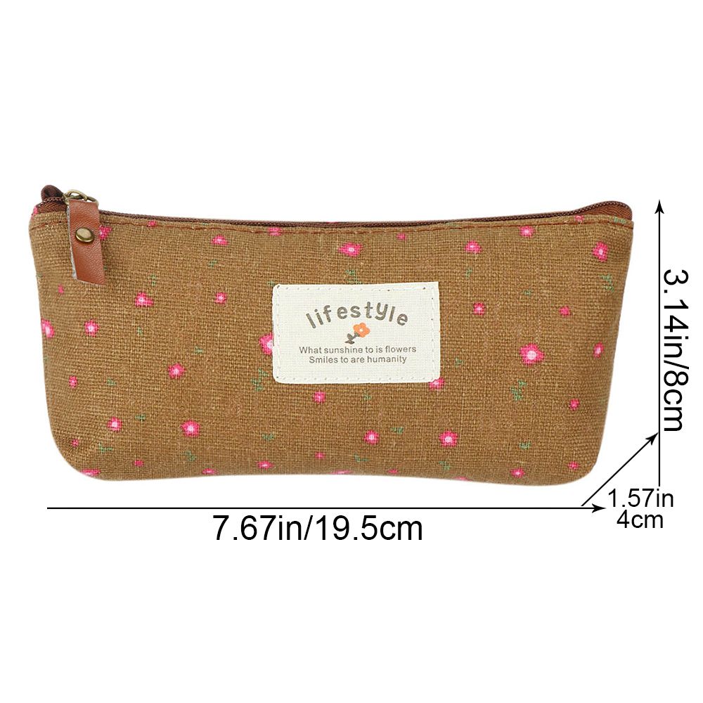 Pen Bags Pencil Box Stationery Bag Lovely Canvas Pastoral Floral Pencil Case
