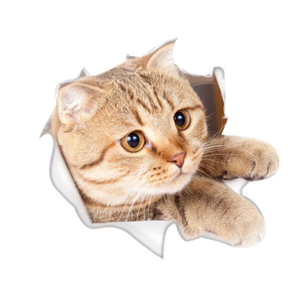 3D Creatieve Kat Hond Gebroken Muur Cartoon Sticker Zelfklevende Waterdicht Decoratie Wc Notebook Sticker: 04