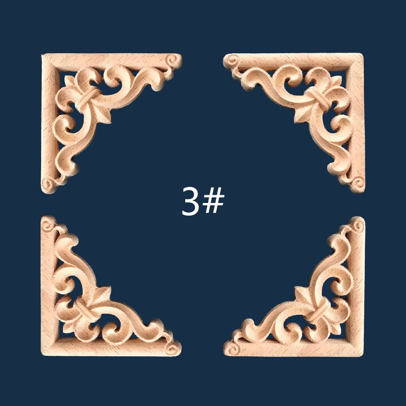 Onlay houten lijstwerk houtapplicatie houten hoekbloem ongeverfd modern houtsnijwerk gesneden houten hoekmeubeldecoratie