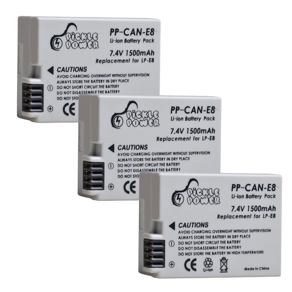 2 uds. LP-E8 LPE8 LP E8 batería recargable y cargador Dual LED para Canon EOS 550D 600D 650D 700D X4 X5 X6i X7i T2i T3i T4i T5i.: 3 Battery