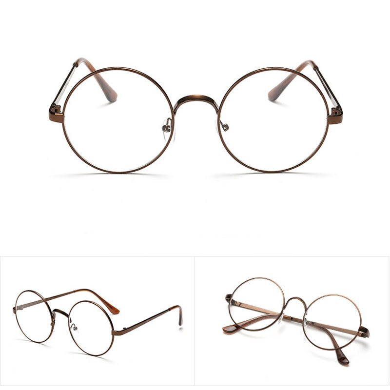 Chic Eyeglasses Retro Big Round Metal Frame Clear Lens Glasses Nerd Spectacles