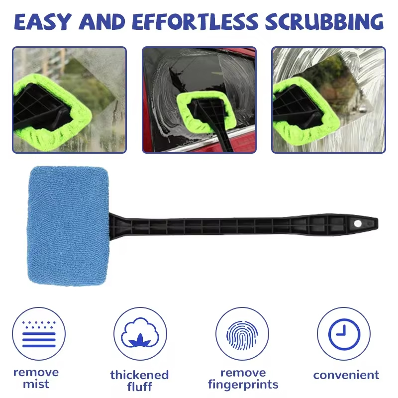 Car Window Cleaner Brush Auto Interior Glass Wash Wiper Multi Functional Household Glass Cleaning Brush Reusable Cloth Pad