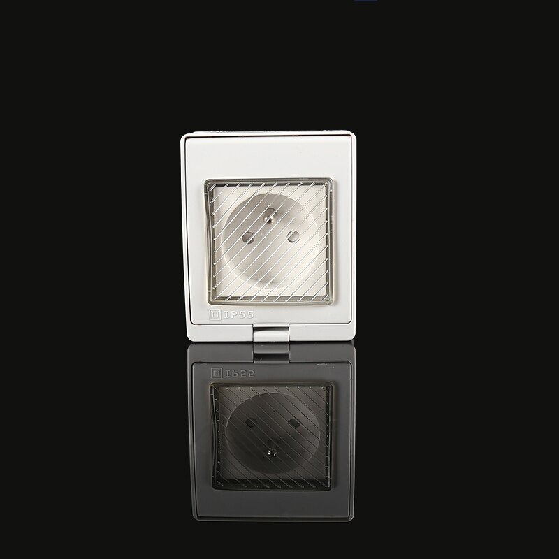 Atlectric IP55 FR Standard Waterproof Dust-proof Outdoor External Wall Power Socket Switch Outlet Weatherproof Socket: 1 Socket