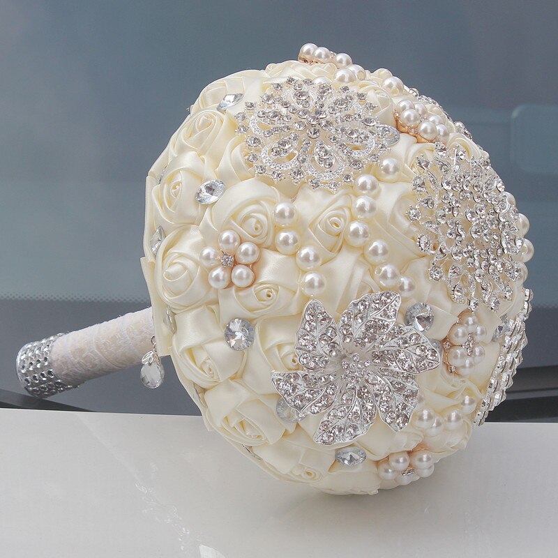 14 Colors 1Piece Ivory Flower Bouquet Stunning Pearls Beaded Crystal Bouquet De Mariage Wedding Flowers Bridal Bouquets