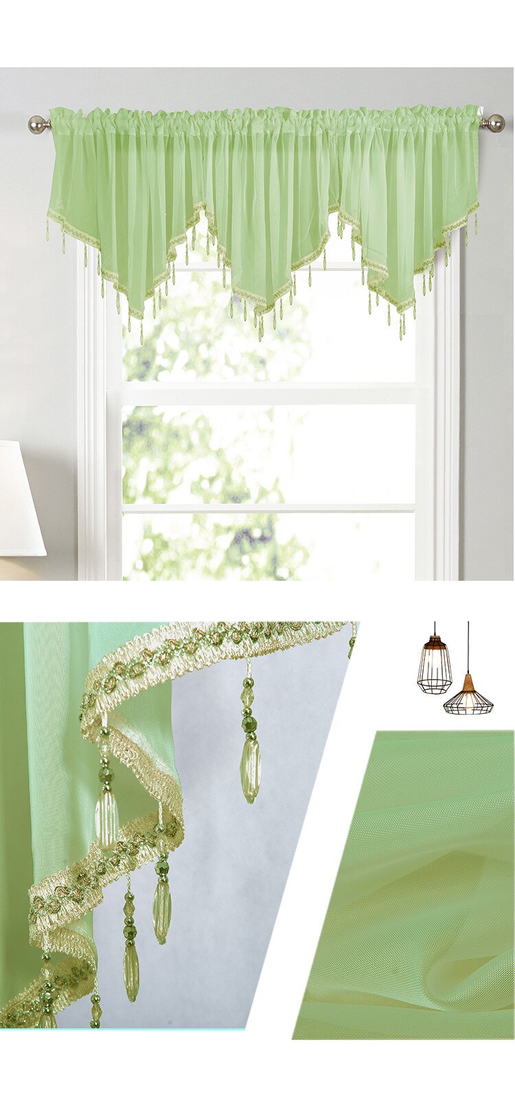 Pendant Triangular Valance Short Window Curtain Bedroom Kitchen Solid Blue Green Pink Yellow Purple White Window Valance