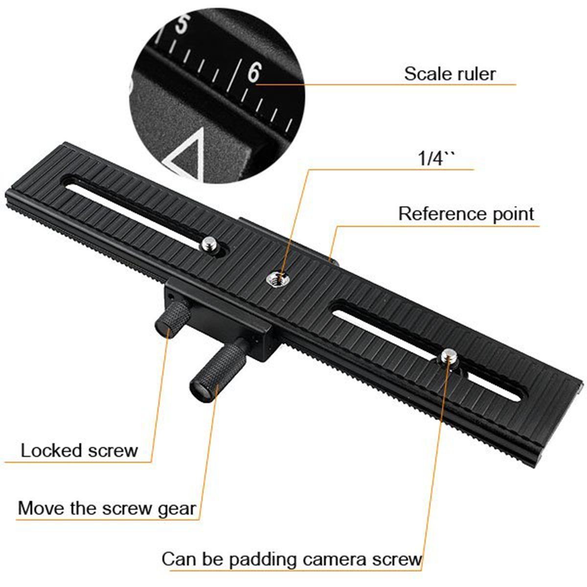 Accessoires pour appareil photo photo, , gamme 200mm, Rail de mise au point Macro à 2 voies, plaque coulissante 1/4 vis pour appareil photo DSLR