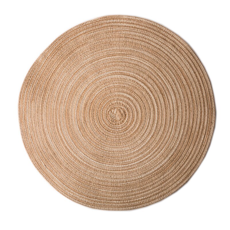 Onderlegger ronde tafel ramie isolatiemat effen placemats linnen antislip tafelmat keukenaccessoires decoratie onderzetter: Koffie 36cm