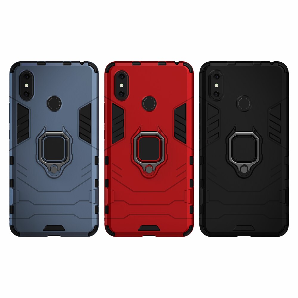 Dla Xiaomi Mi Max 3 Case pierścień odporny na wstrząsy stojak zderzak silikonowy + PC telefon tylna pokrywa dla Xiomi Mi MAX 3 MAX3 MIMax3 Funda Coque