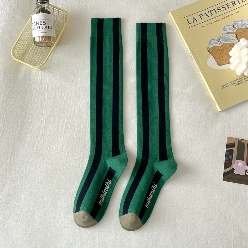 Sokker kvindelige midtlår læg- og knæstrømper fransk retro illustration litterær abstrakt gade forår og efterår bomuldssokker: Multi