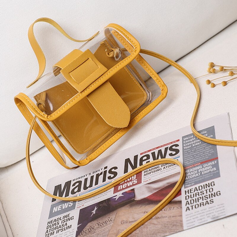 Lente Zomer Mode Vrouwen Transparante Vierkante Sling Bag Cool Schoudertas Messenger Bag Mobiele Dame Tas