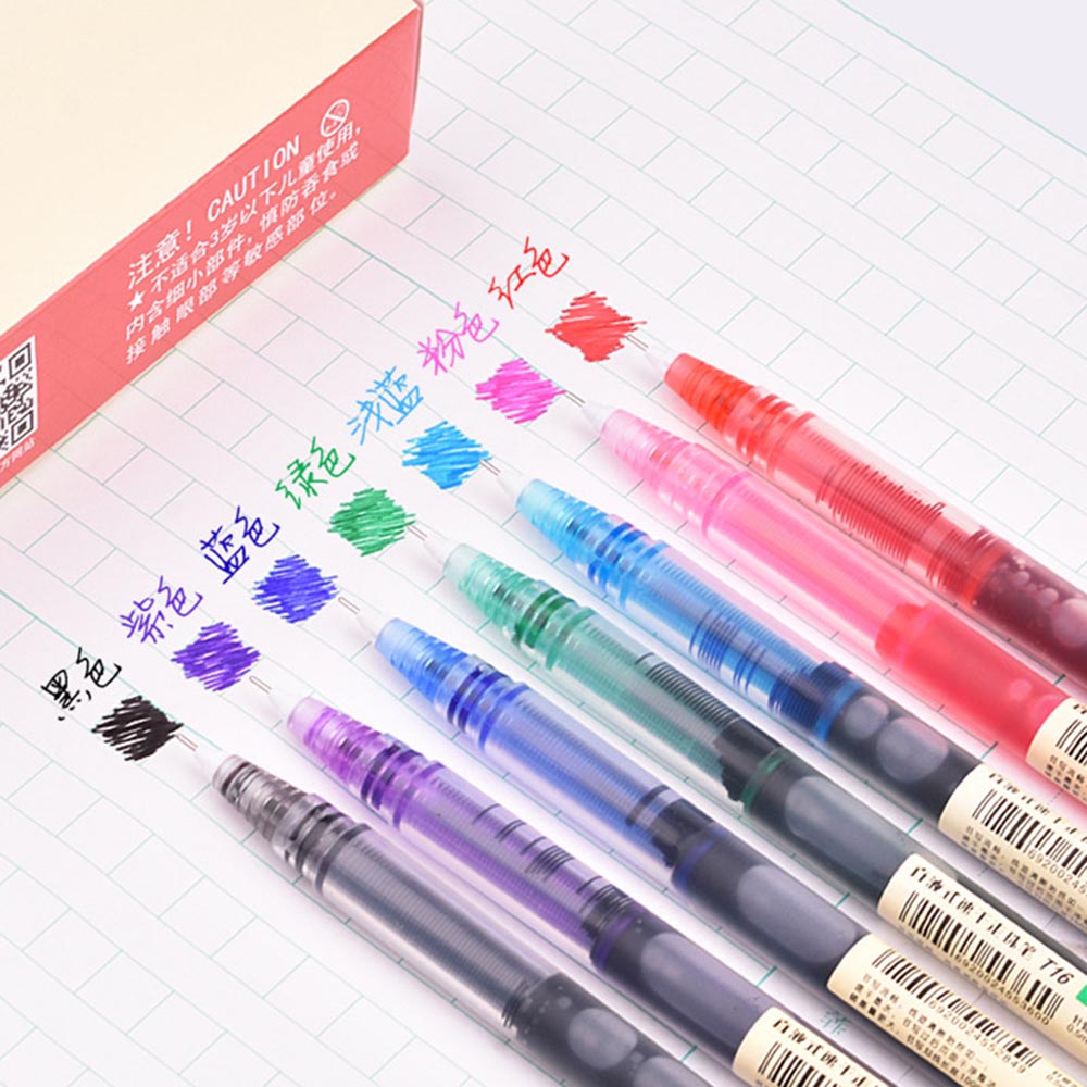 1 Pc Simple Style Straight Liquid Rollerball Pen 0.5mm Gel Pen Fluent 7 Color Writing Pilot High-grade Office Writing Stationery