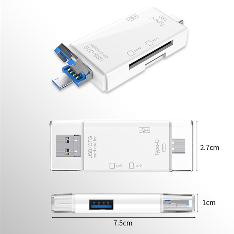6- i -1 kortlæser micro usb 2.0 type c til sd micro sd tf adapter smart memory sd otg kortlæser til bærbar usb c dock