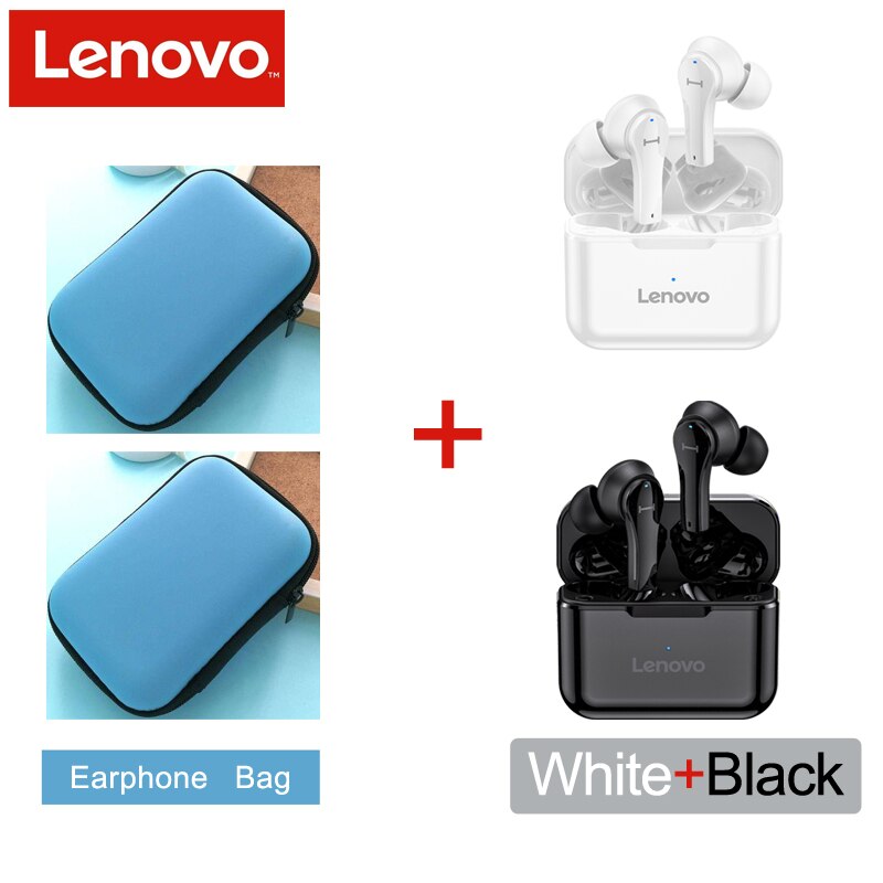Globalny Lenovo QT82 bezprzewodowy zestaw słuchawkowy Bluetooth dotykowy zestaw słuchawkowy Stereo HD MIC rozmowa 400mAh duża bateria IPX5 wodoodporna: QT82 1Whi 1Bla 2Case