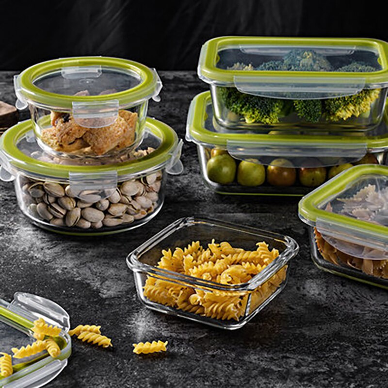 Glass Lunch Box Microwave oven heating refrigerated sealed leakproof food container transparent borosilicate food bento box