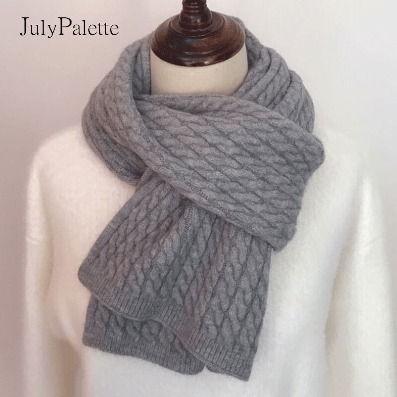 Julypalette Solid Twist Sjaal Vrouwen Herfst Winter Kasjmier Warme Gebreide Sjaals Lange Vrouwelijke Sjaals Pashmina Sjaal 10 Kleuren