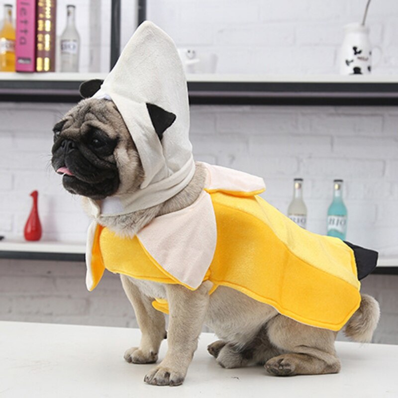 Ropa de de mascotas túnica de plátano, vestido de fantasía con tema divertido, disfraz de cachorro de perro, Gato de Halloween, productos divertidos de mascota Bulldog