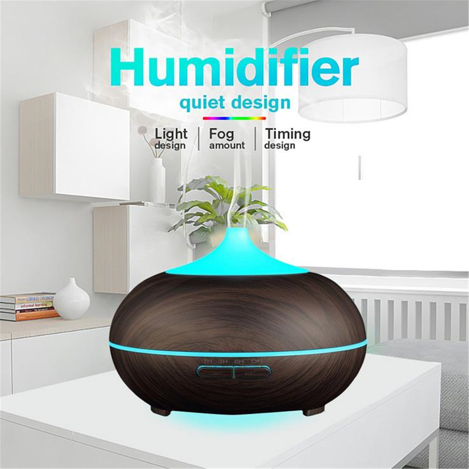 4# 500ml Aroma Essential Oil Diffuser Ultrasonic Air Humidifier With Wood Grain Electric Led Lights Aroma Diffuser For Home