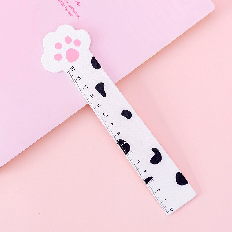 Cat Ruler Kawaii Accessories Cute Ruler Novelty Stationery Patchwork Ruler Cartoon Cute Set of Drafting Rules School Supplies: spotted cat paw