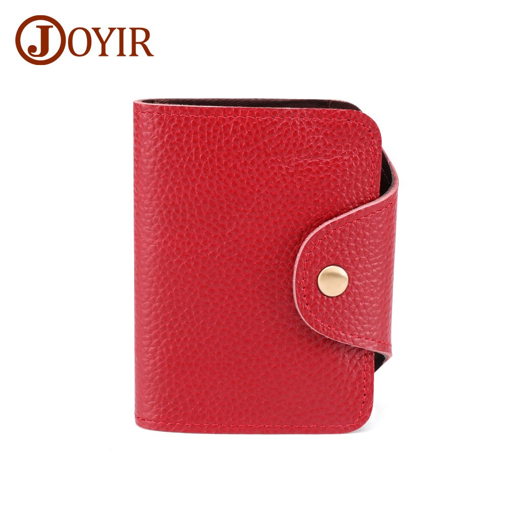 JOYIR Echtem Leder Rindsleder Kreditkarte Halter Männer Frauen Rfid Brieftasche Business 12 Bits Karte Fall Geldbörse Unisex Karte Id halter: Red wine