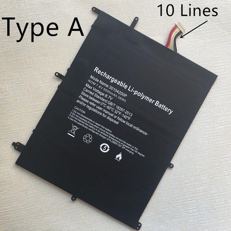 Batería 30154200P para portátil Teclast F6 Plus,F7 Pro,Ezbook X4,E17 MT133,TH133K,TH140A,AK14,N14W,NB131,NB132,NV-2874180-2S,A146: Type A-10 Lines