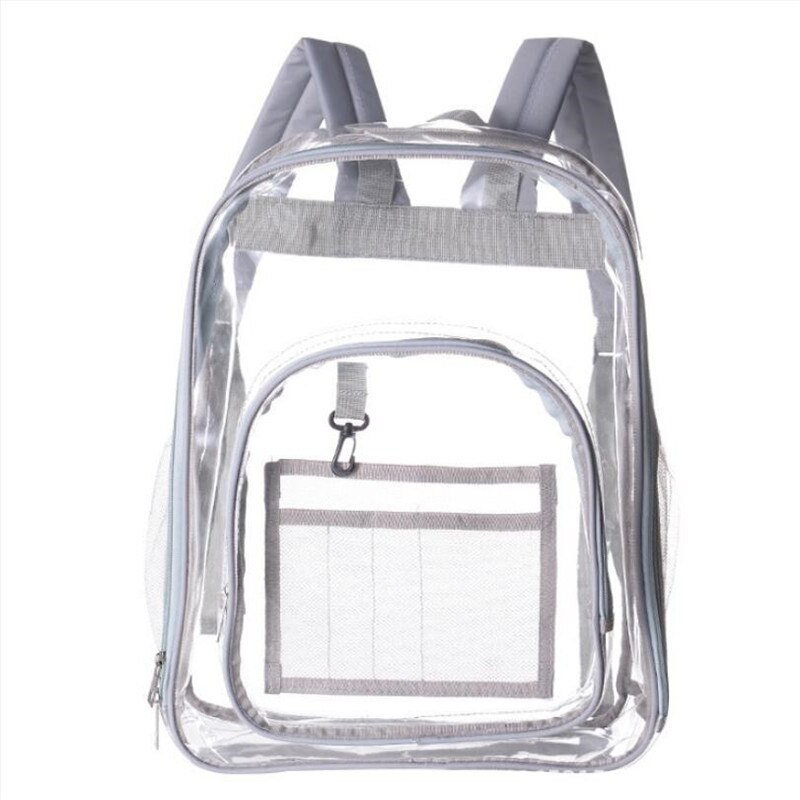 Pvc Waterdicht Transparant Schooltas See Through Rugzakken Grote Capaciteit Rugzak Solid Clear Rugzak: WHITE