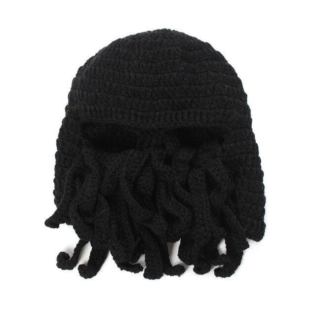 Nyhet rolig fest bläckfisk skäggmössa unisex djur cthulu virkad tentakel stickad vindmask skidkeps halloween hattar: 8