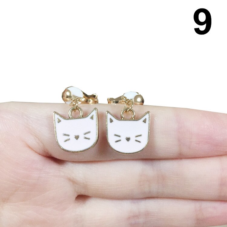 Clip On Earrings Kids Cute Cartoon Animal Cat Ear No Piercing Ear Rings For Children Jewelry Korean Ear Clip For Girls: 9  pink color
