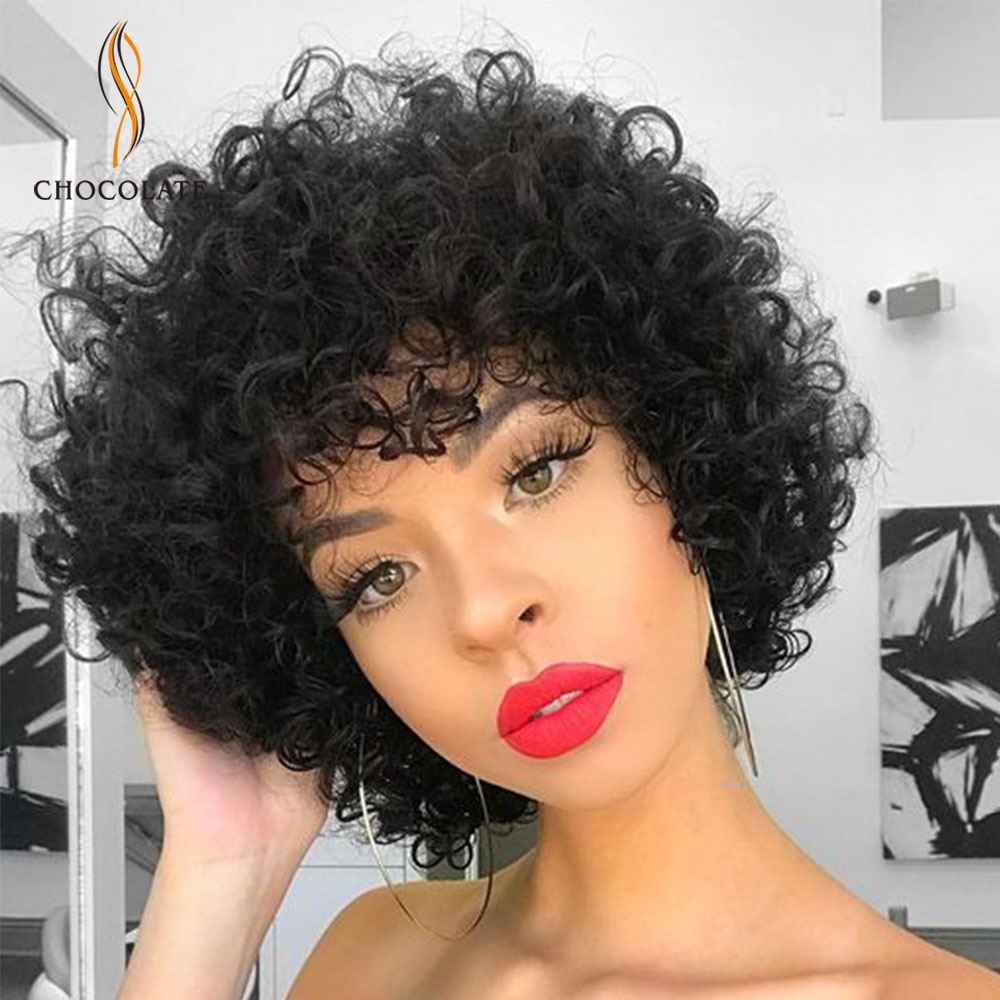 Korte parykker menneskehår krøllede paryk каре billige brasilianske løsbølgede parykker kort blonder parykker til hår til sorte kvinder – Grandado