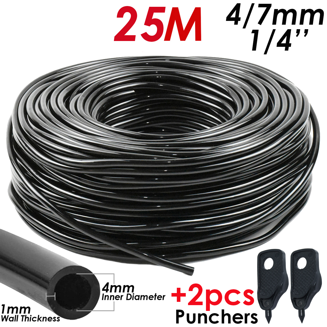 25M DIY Drip Irrigation System Automatic Watering Irrigation System Kit Garden Hose Micro Drip Watering Kits Adjustable Dripper: KSL01B-007-25M