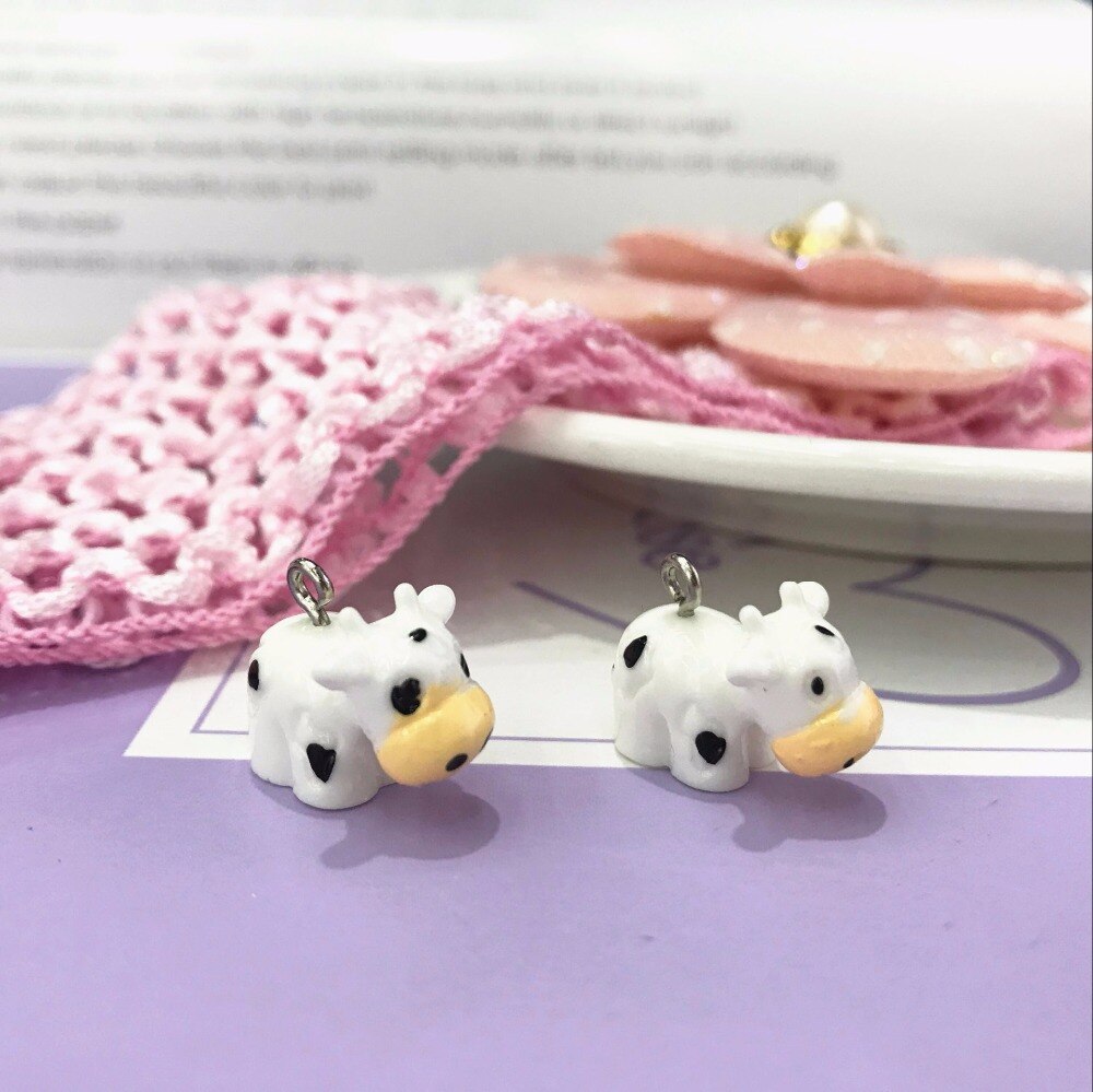 10pcs 14*12mm mini 3d resin Little cow charms Jewelry necklace earring pendant keychain charms for DIY decoration