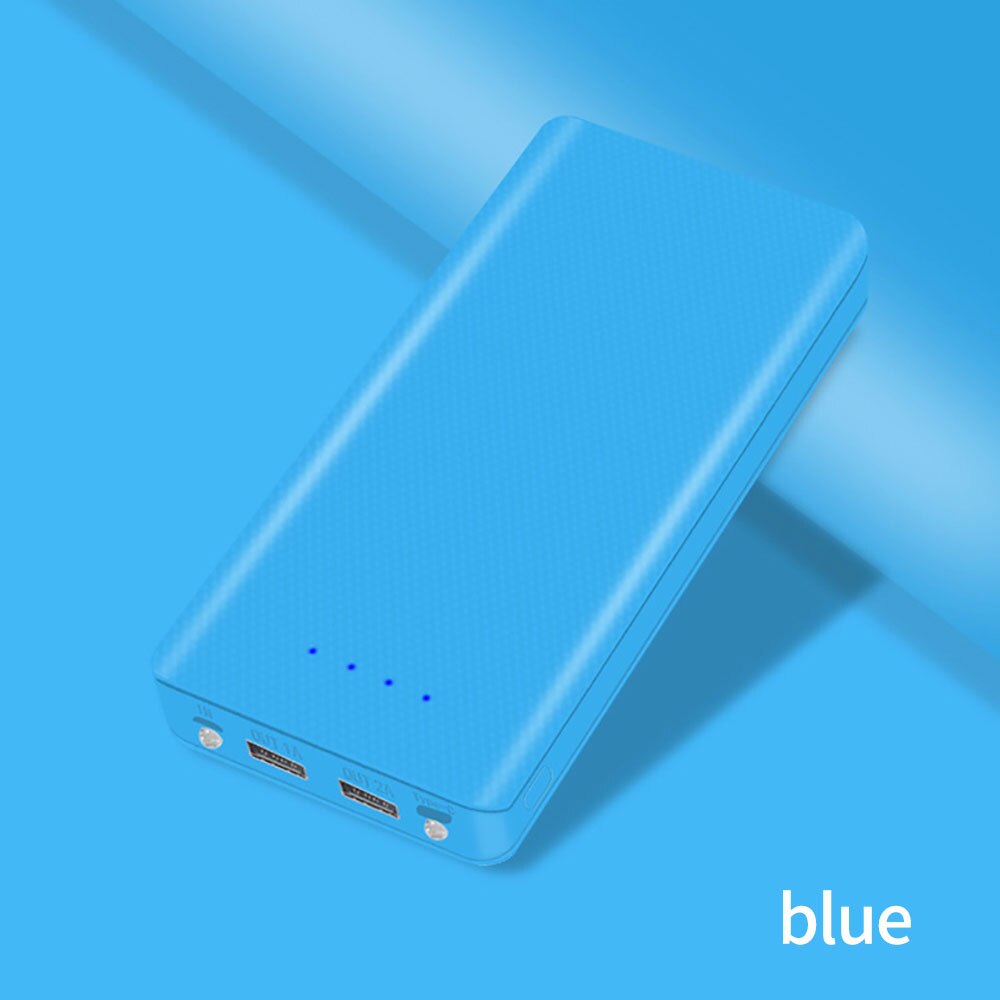 5V 18650 Power Bank Box Case Diy Dual Usb Batterij Shell 18650 Batterij Case Met Led Licht Opladen Doos voor Usb Type C Telefoon: Blue