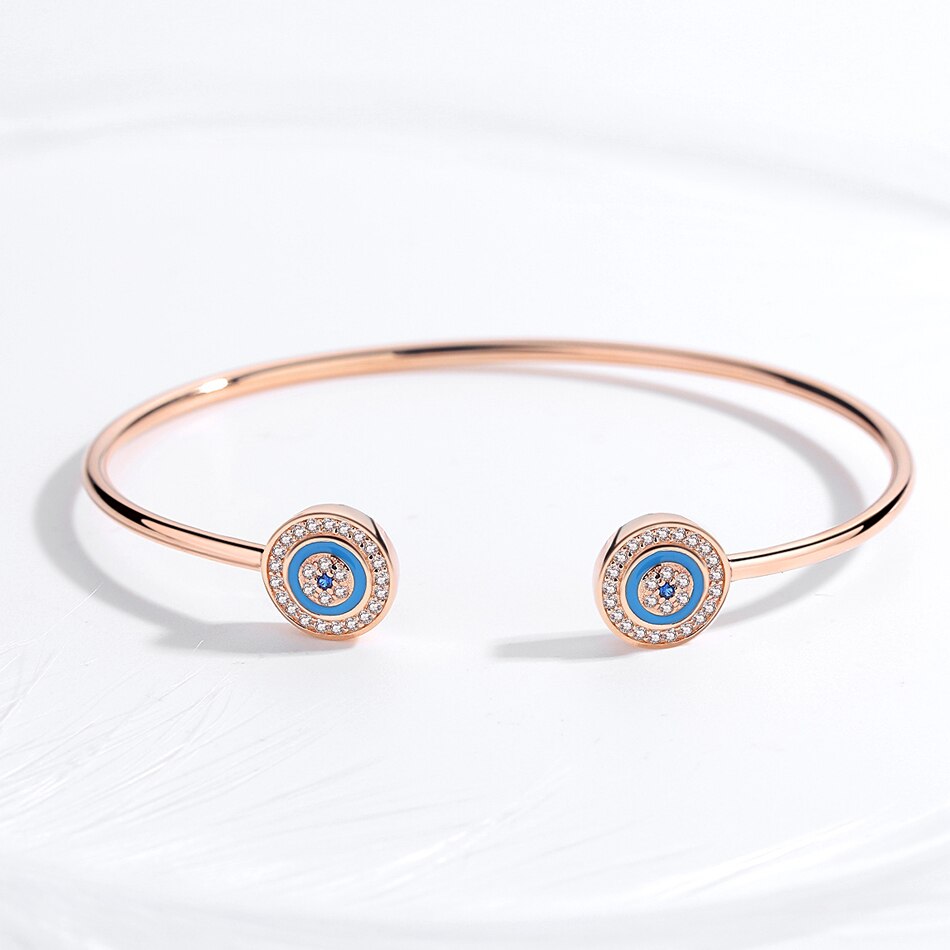 Kaletine Luck Evil Eye 925 Sterling Silver Bracelets Bangles Blue Hamsa Hand Blue Eye Zircon Fine Jewelry Women Accessories: Style 2