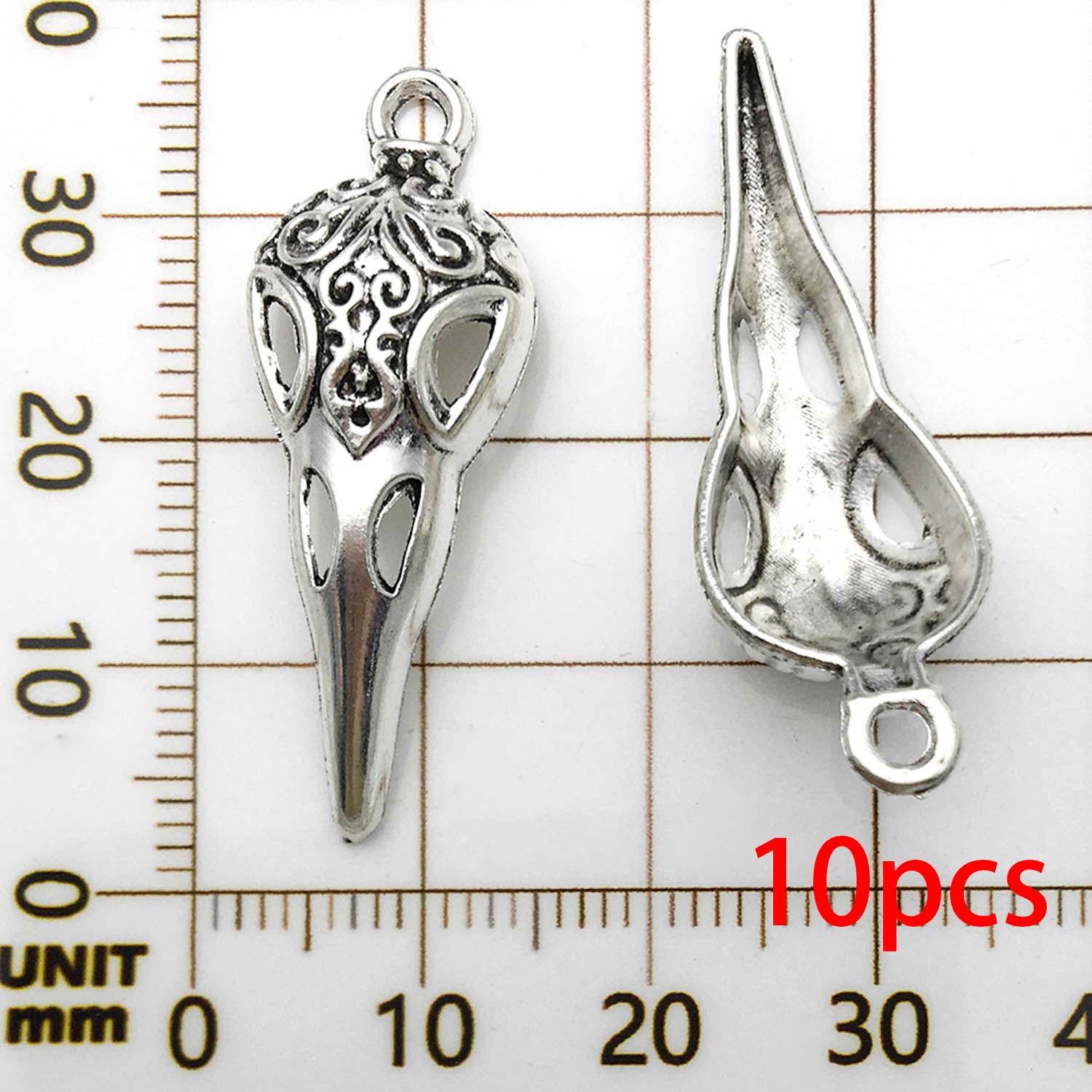 10 Stuks Retro Schedel Vogel Hoofd, Bull Head Charmes Legering Halloween Decoratie Hangers Voor Diy Sieraden Maken Accessoires: Titanium Plated
