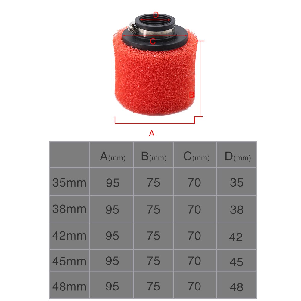 ZS MOTOS Universal 35/38/42/45/48mm esponja para filtro de aire limpiador de esponja para motocicleta, carburador, filtro de aire redondo