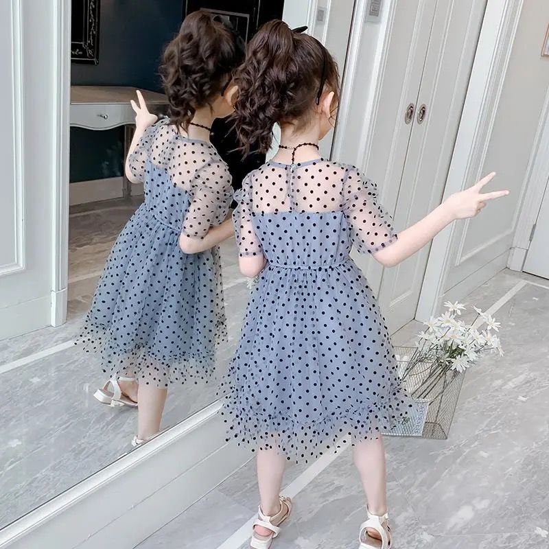 Vestido de verano para niñas, 9 vestidos de princesa para estudiantes, 12 vestidos estampados de hilo de red, 11, 10, 8, 6 y 5 años, estampado informal de gasa