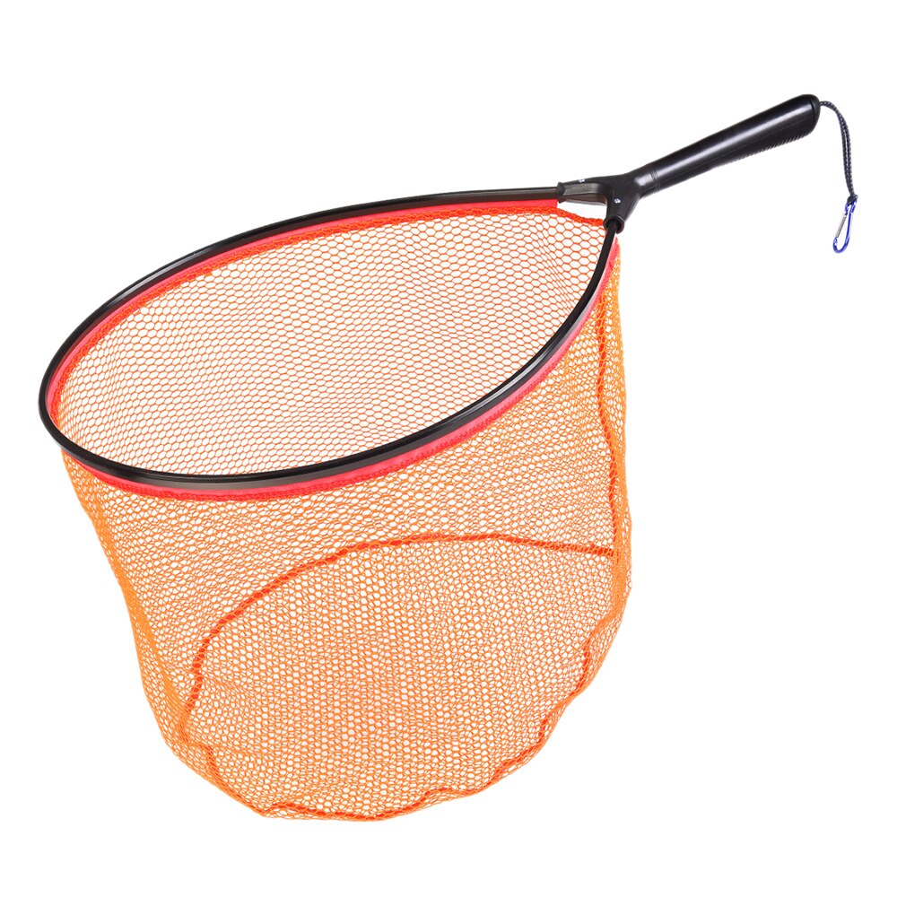 Lightweight Fish Landing Net Fly Fishing Fish Saver Knotless Nylon Mesh Trout Hand Net: Orange
