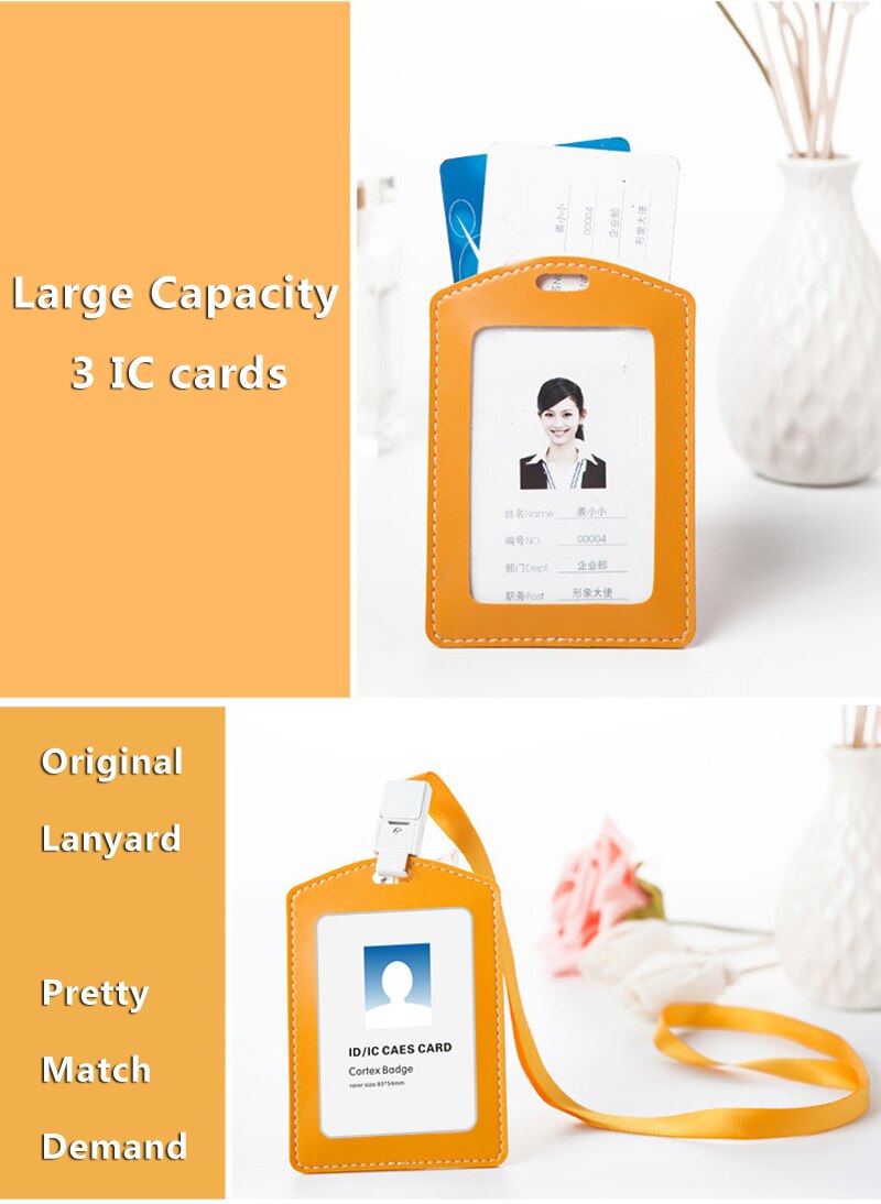 Price Soft PU Leather ID Card Holder Horizontal/Vertical Without Lanyard, for Students/Business/Staff,