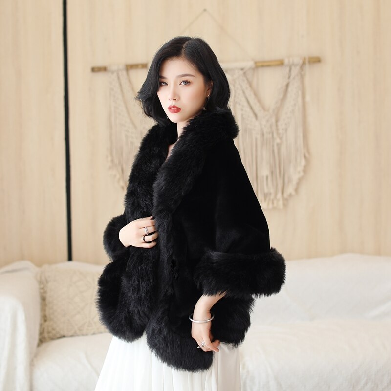 Black Formal Party Evening Jackets Wraps Faux Fur Wedding Capes Winter Women Bolero Wrap Winter Shawls In Stock