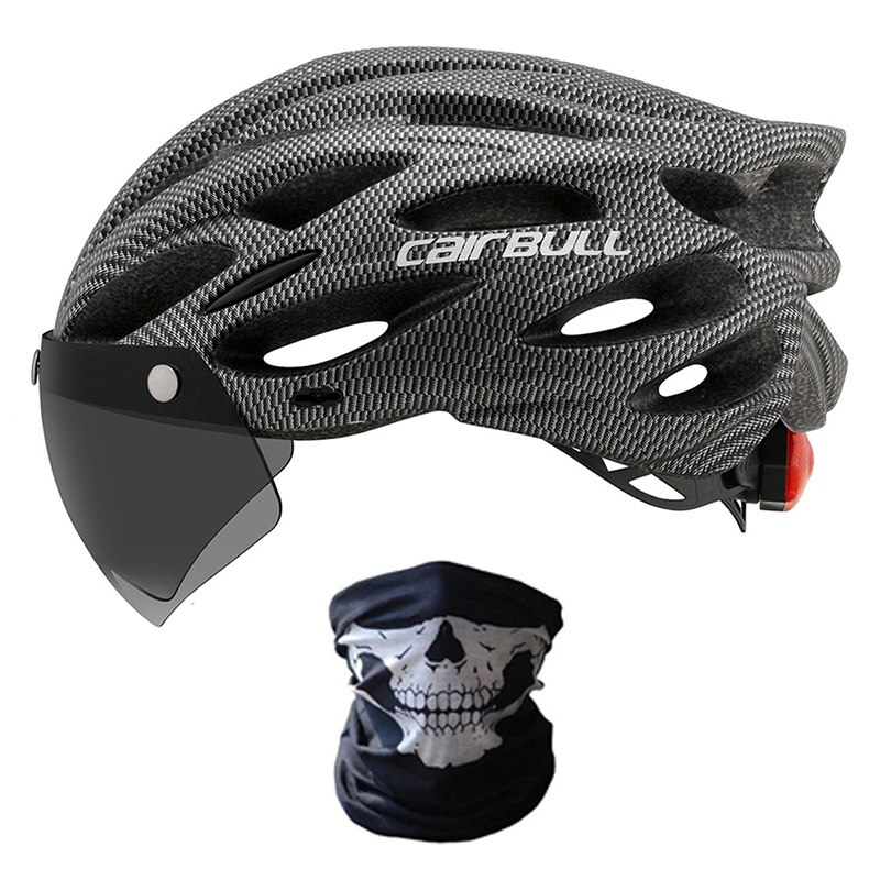 Cairbull ALLROAD Bicycle Helmet Highway Mountain Bike Riding Helmet with Lens and Brim: CB26-Carbon-2