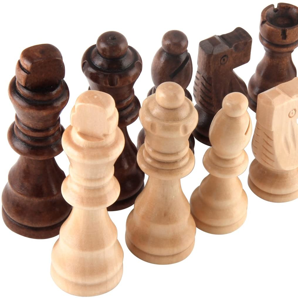 Wooden Chess Pieces Only 32 Pieses Standard Tournamen Staunton Wood Chessmen 8cm King Storage Bag Chess Game