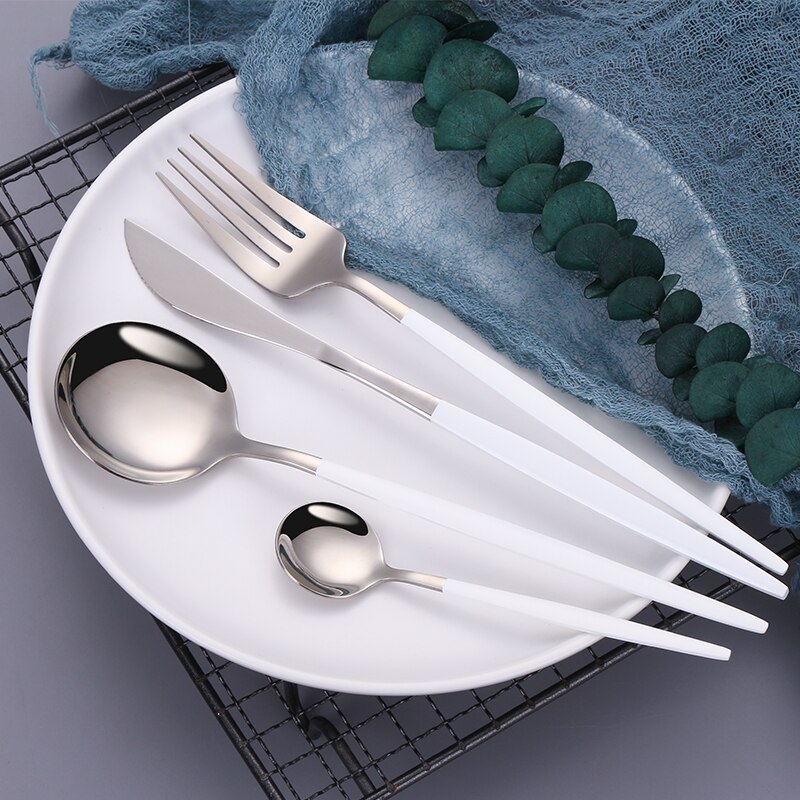 Goud Servies Set 24 Stuk Gouden Bestek Set Roestvrij Staal Servies Sets Bestek Zilverwerk Mes Vork Lepel Box Set