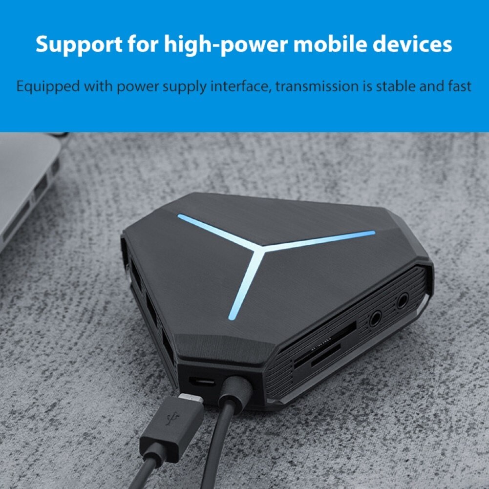 Multiple Port USB 2.0 AUX TF Card Reader Hub 1m Cable Splitter Adapter for PC Portable with Indicator Light Plug and Play