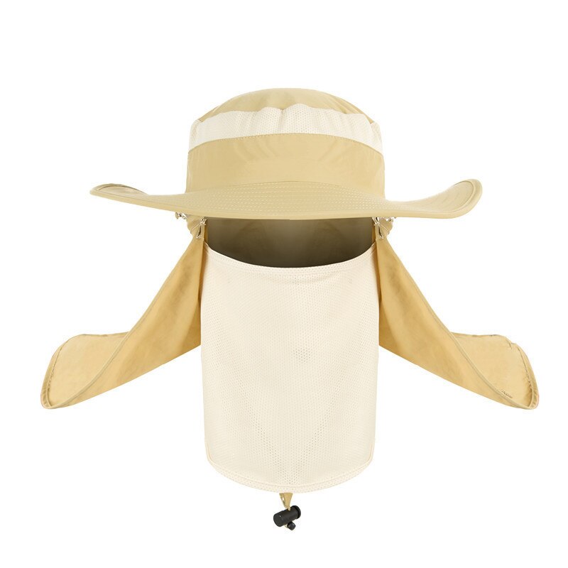 Summer Outdoor Sun Protection Fishing Cap Neck Face Flap Hat Wide Brim Face Neck Cover Protection for Men LL@17