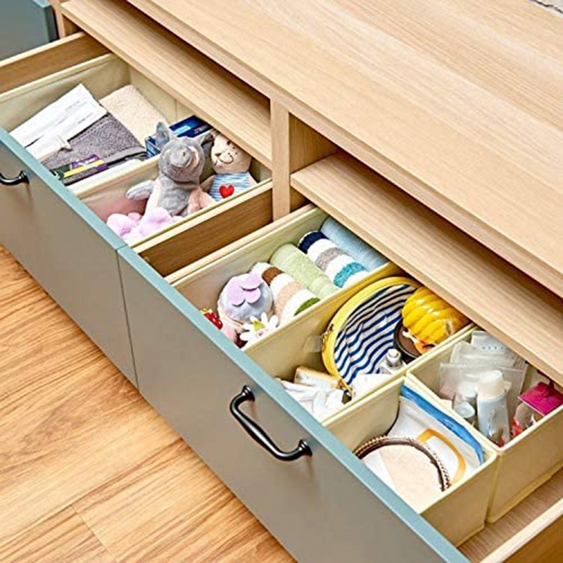 Fabric Wardrobe Organiser For Cupboard, Drawer Insert, Closet Dividers Foldable Storage Bins Box Containers