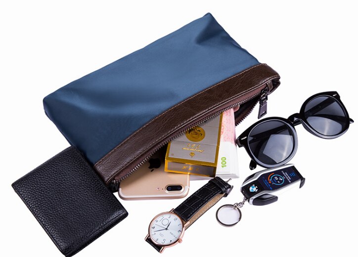 Men Multifunction Chic Mini Briefcase Urban Office Envelope Bag Cloth Plus Leather Edging Bags Bolso Hombre DF286